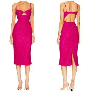 Bardot Ivanna Fuchsia Lace Cutout Midi Dress Size US 4